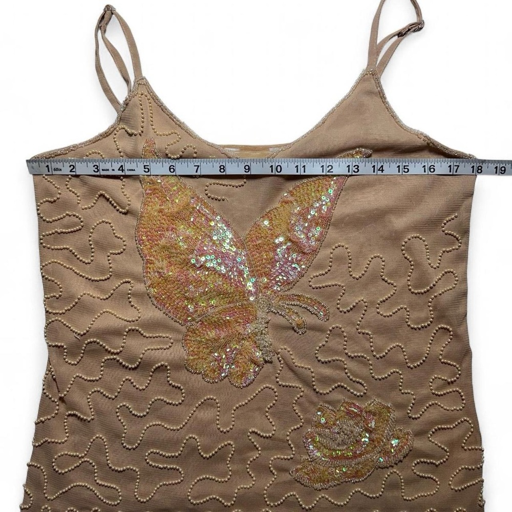 Vintage Y2K Beige Tan Butter Sequin Tank Top size Medium - Picture 7 of 7